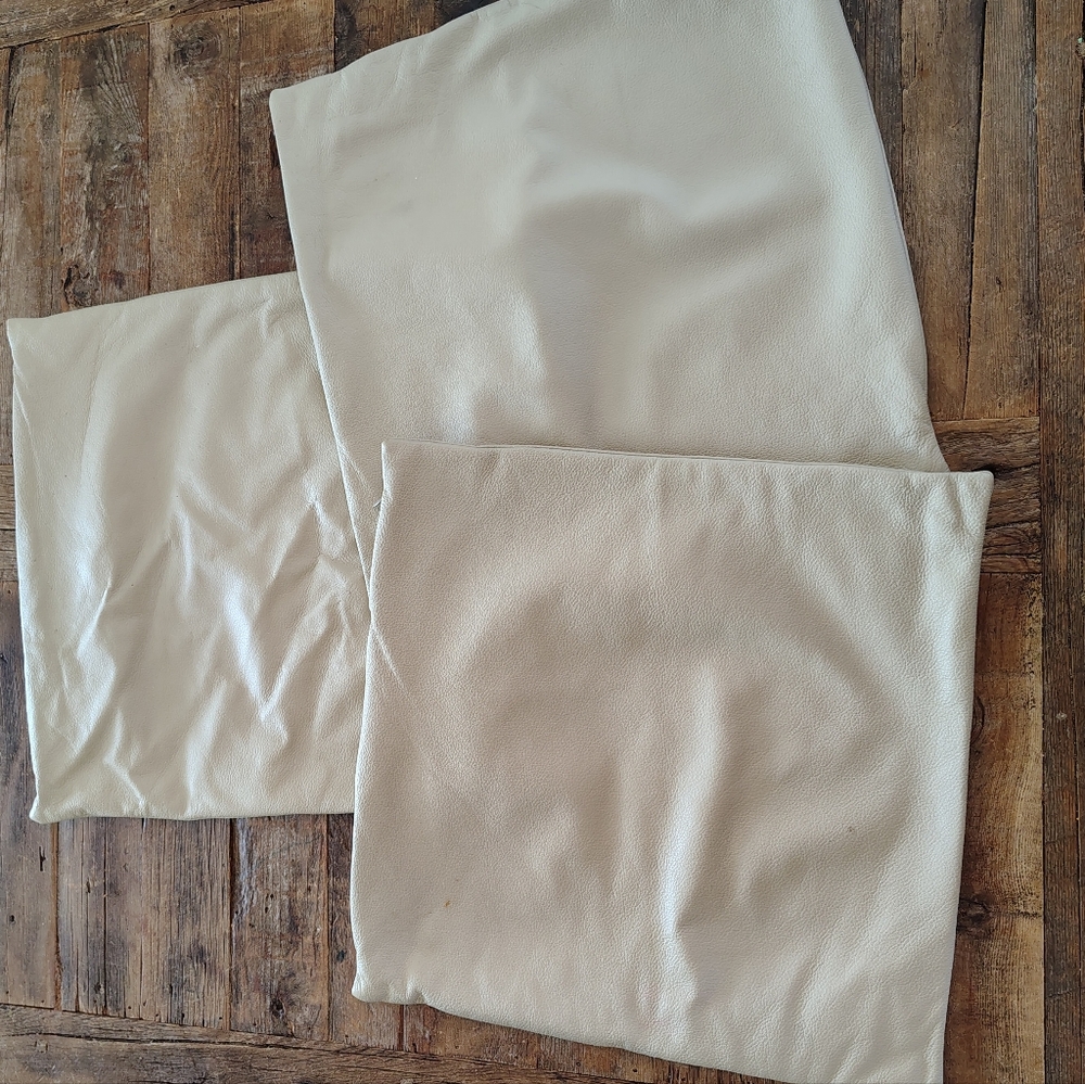 Set of 3 Genuine Suede Throw Pillow Covers 18x18‎ Warm Cream Beige Zip